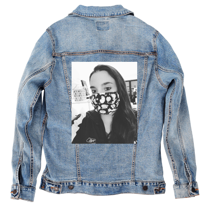 Customer Designed Custom Denim Jacket (hand-crafted) with 3 color choices of jacket: Stonewash, White, or Black. Unisex XS S M L XL 2X 3X. USA hand-crafted and USA digitally printed. Ships free within the USA & also ships Internationally.