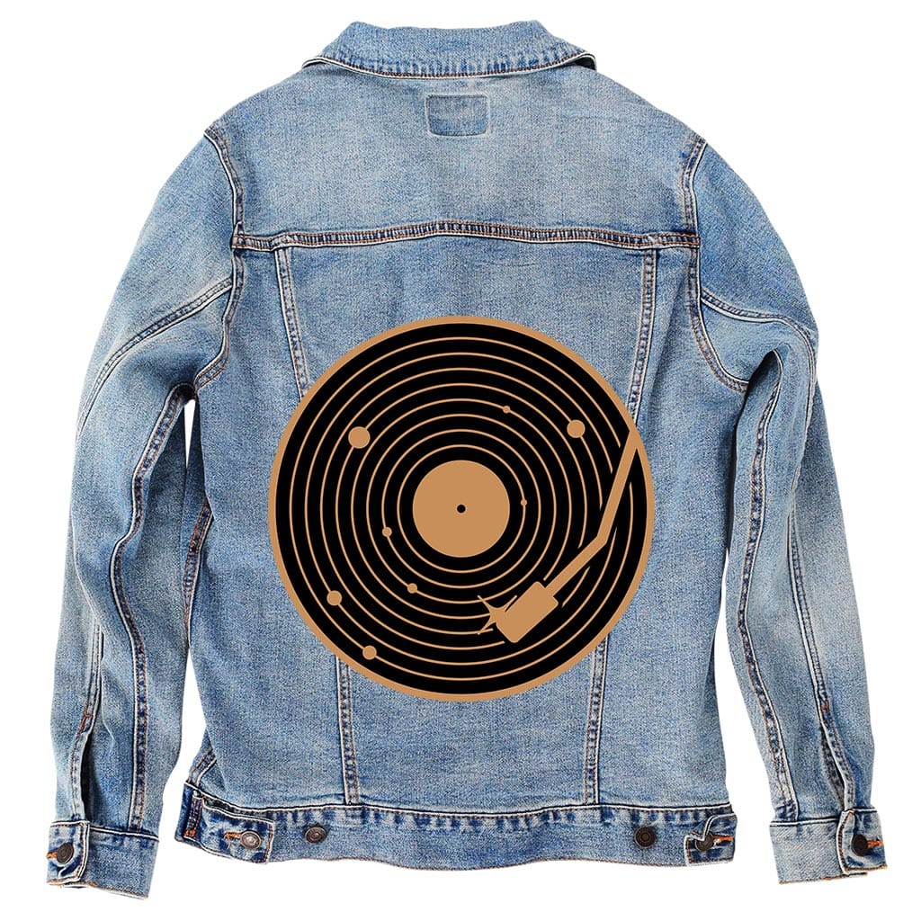 VINYL SYSTEM by GRANT SHEPLEY, digitally printed on DENIM products: throw pillows, aprons, table place mats, and hand-crafted Unisex Denim Jackets in 3 color choices